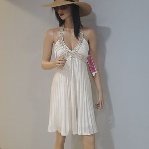 Morgan & Co. Tie Back Halter Sequin Bodice Dress